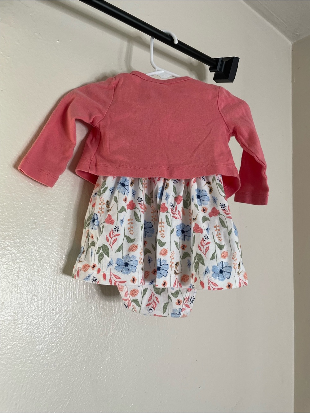 Carter’s 3-6M Coral Cardigan with Floral Baby Dress - Picture 6 of 7